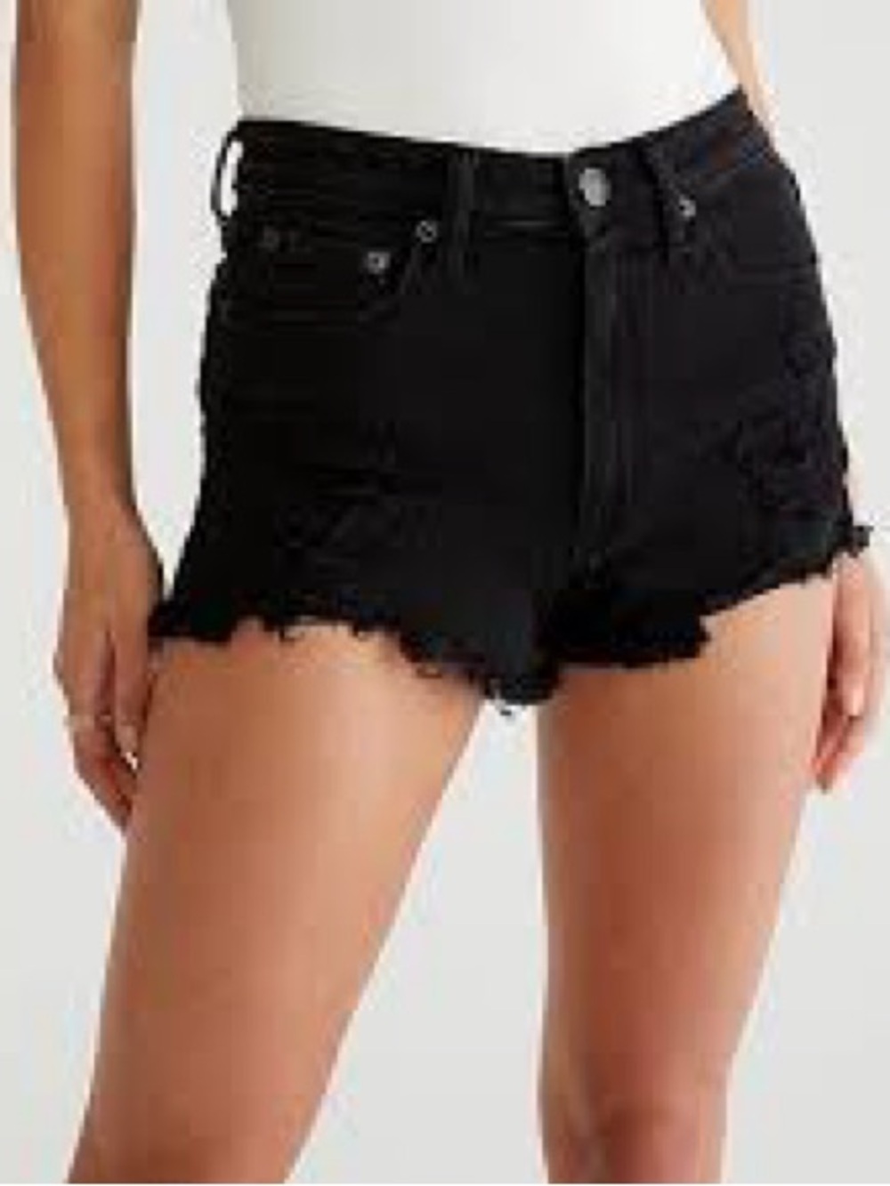Encore Jeans Black Distressed Denim Cutoff Shorts